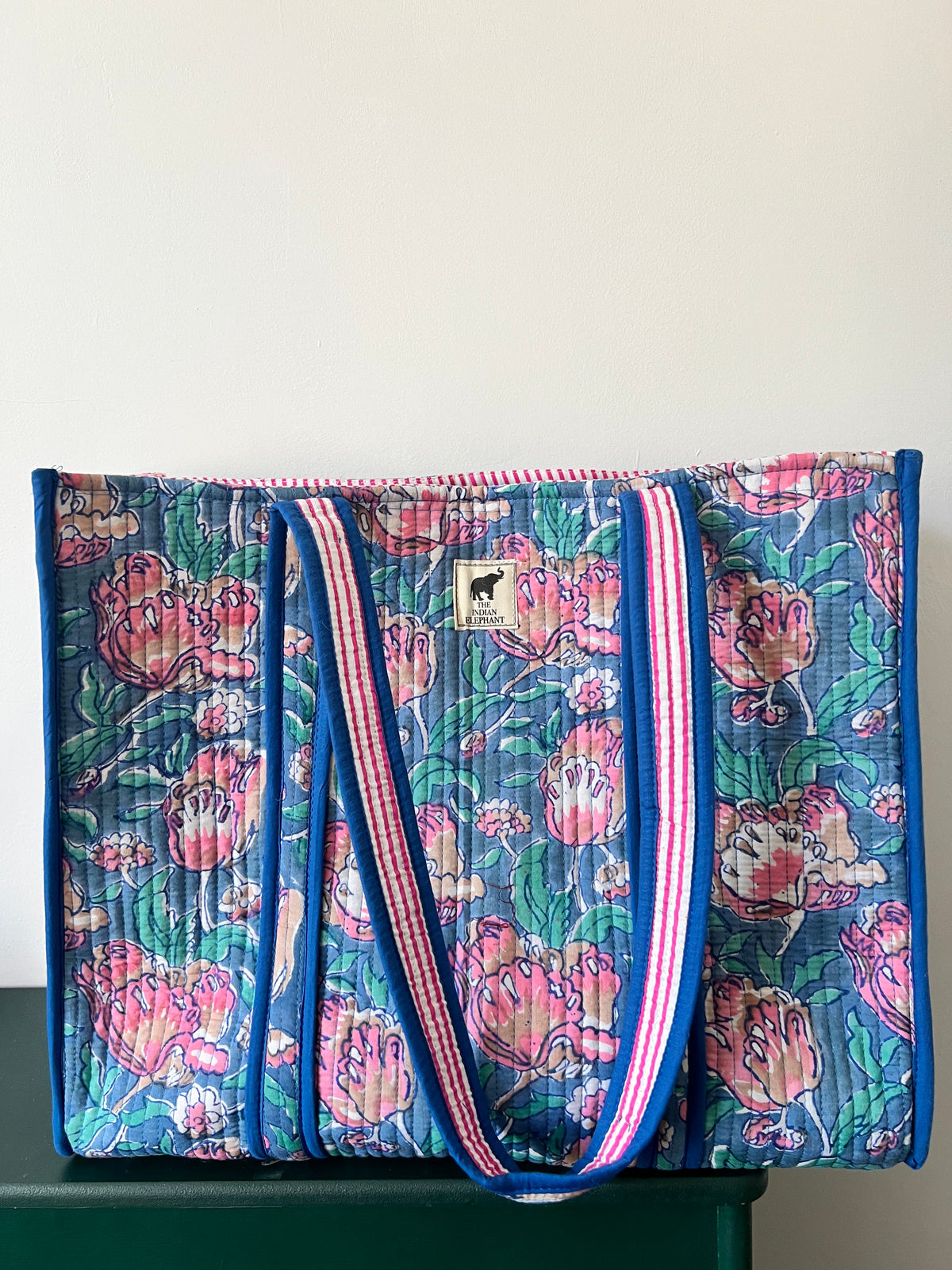 BLUE FLORAL REVERSIBLE TOTE BAG