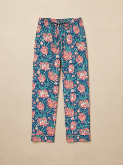 BLUE FLORAL COTTON PJ SET