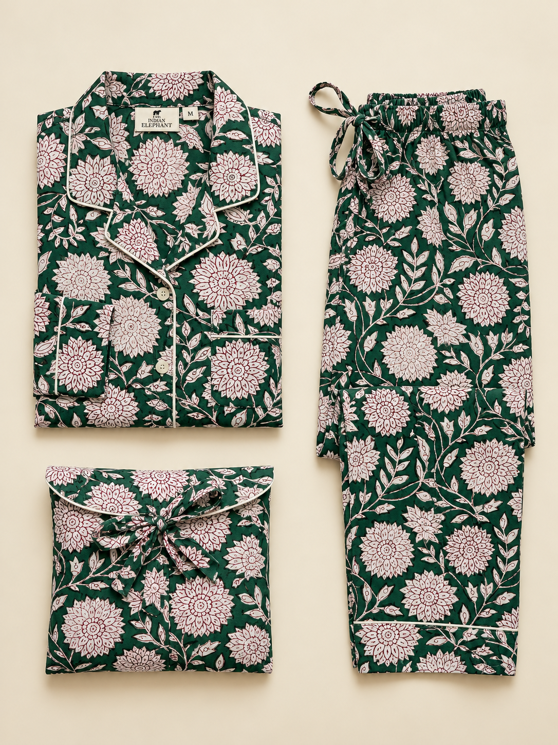 CHRITMAS GREEN COTTON PJ SET