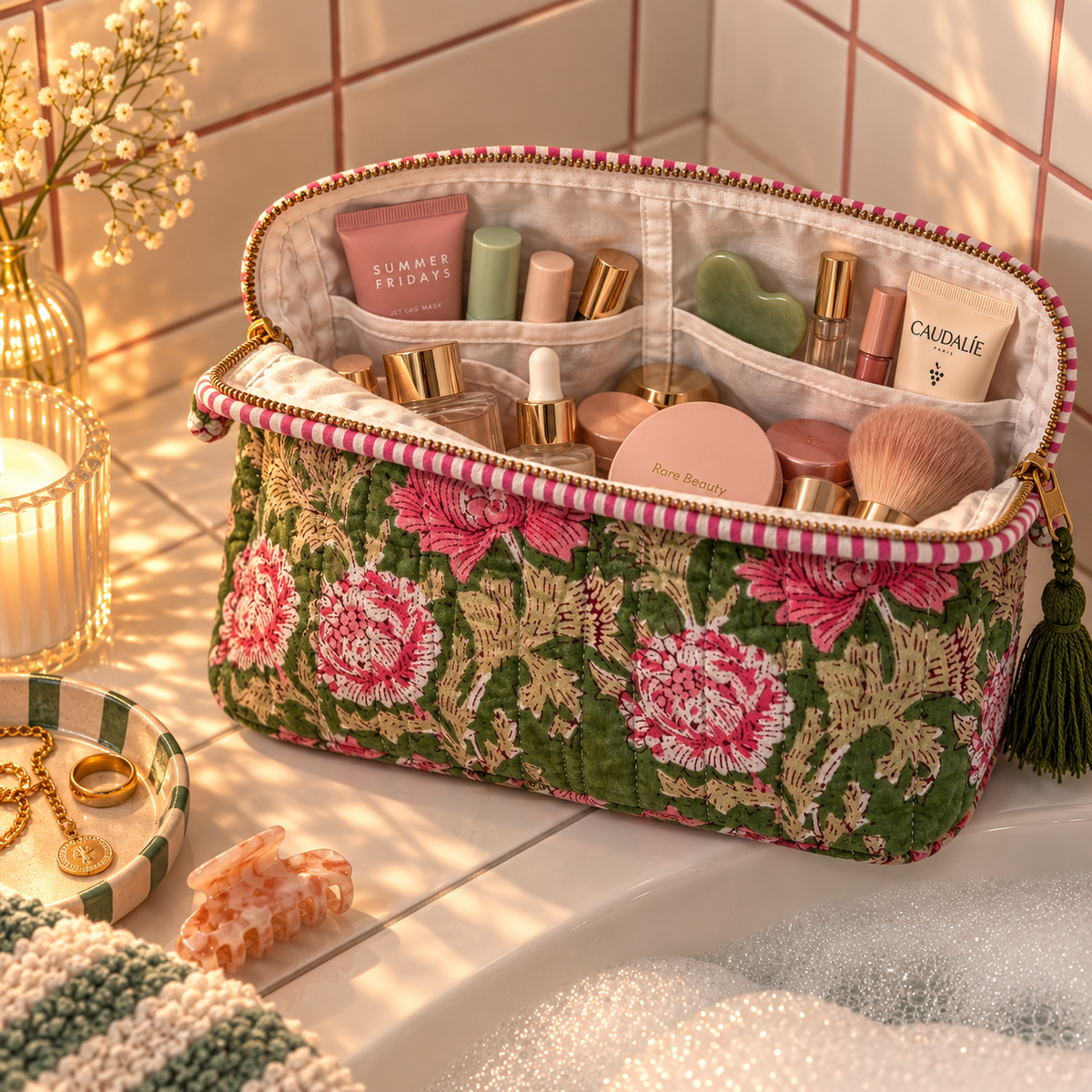 GARDEN FLORAL XL WASH BAG