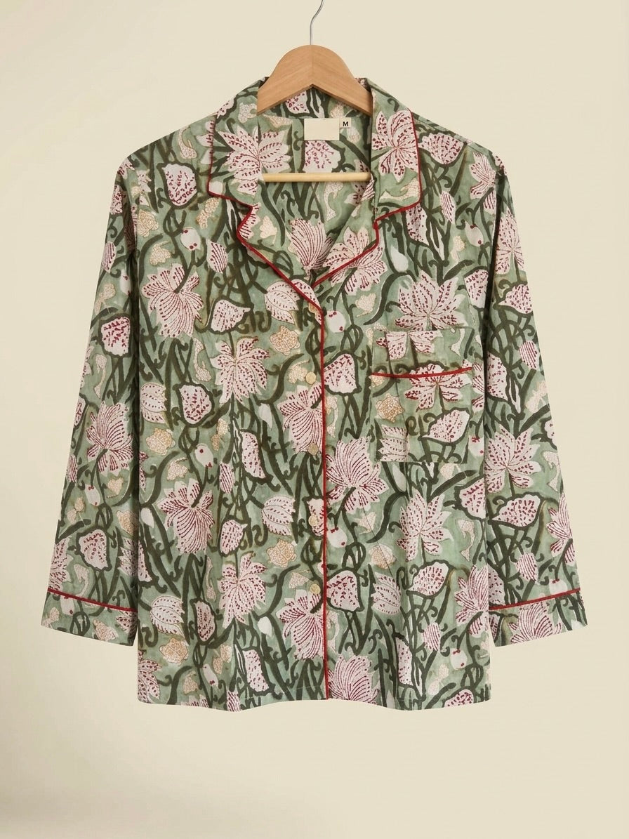 SAGE FLORAL COTTON PJ SET