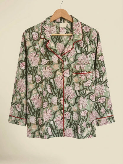 SAGE FLORAL COTTON PJ SET