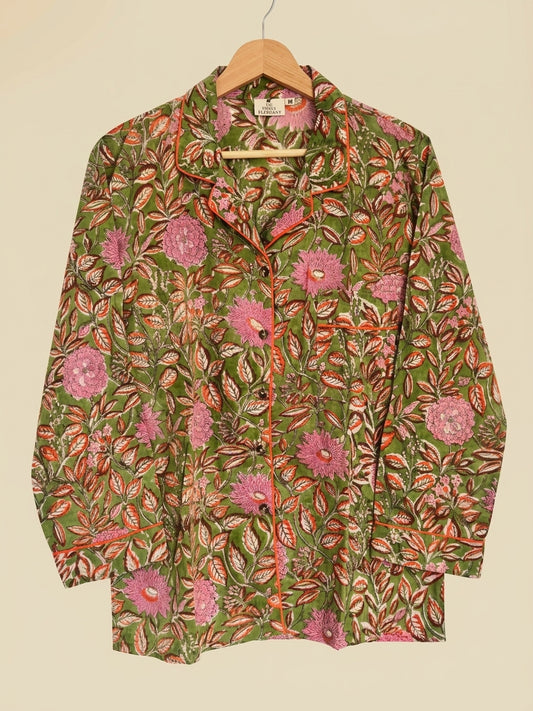 BOTANICAL GREEN COTTON PJ SET