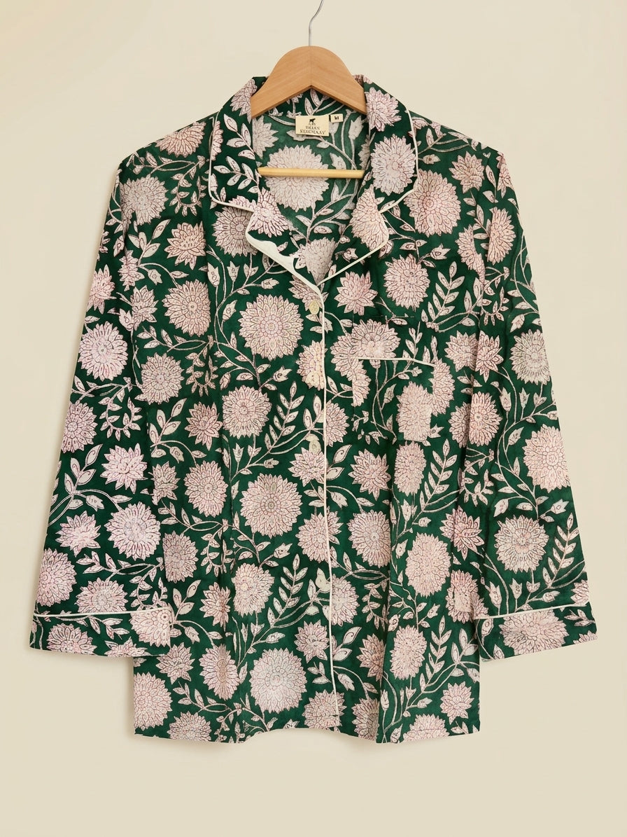 CHRITMAS GREEN COTTON PJ SET