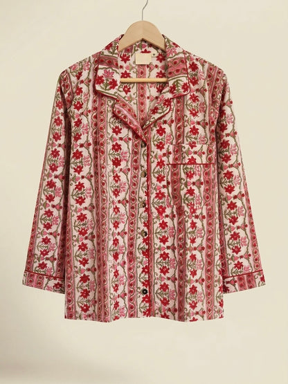 RED FLORAL COTTON PJ SET