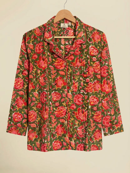 BOTANICAL GREEN COTTON PJ SET