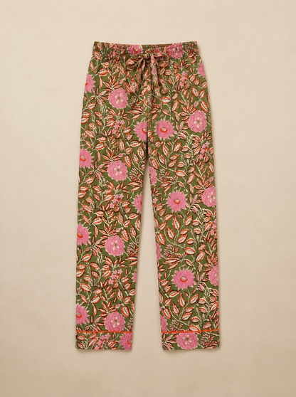 BOTANICAL GREEN COTTON PJ SET