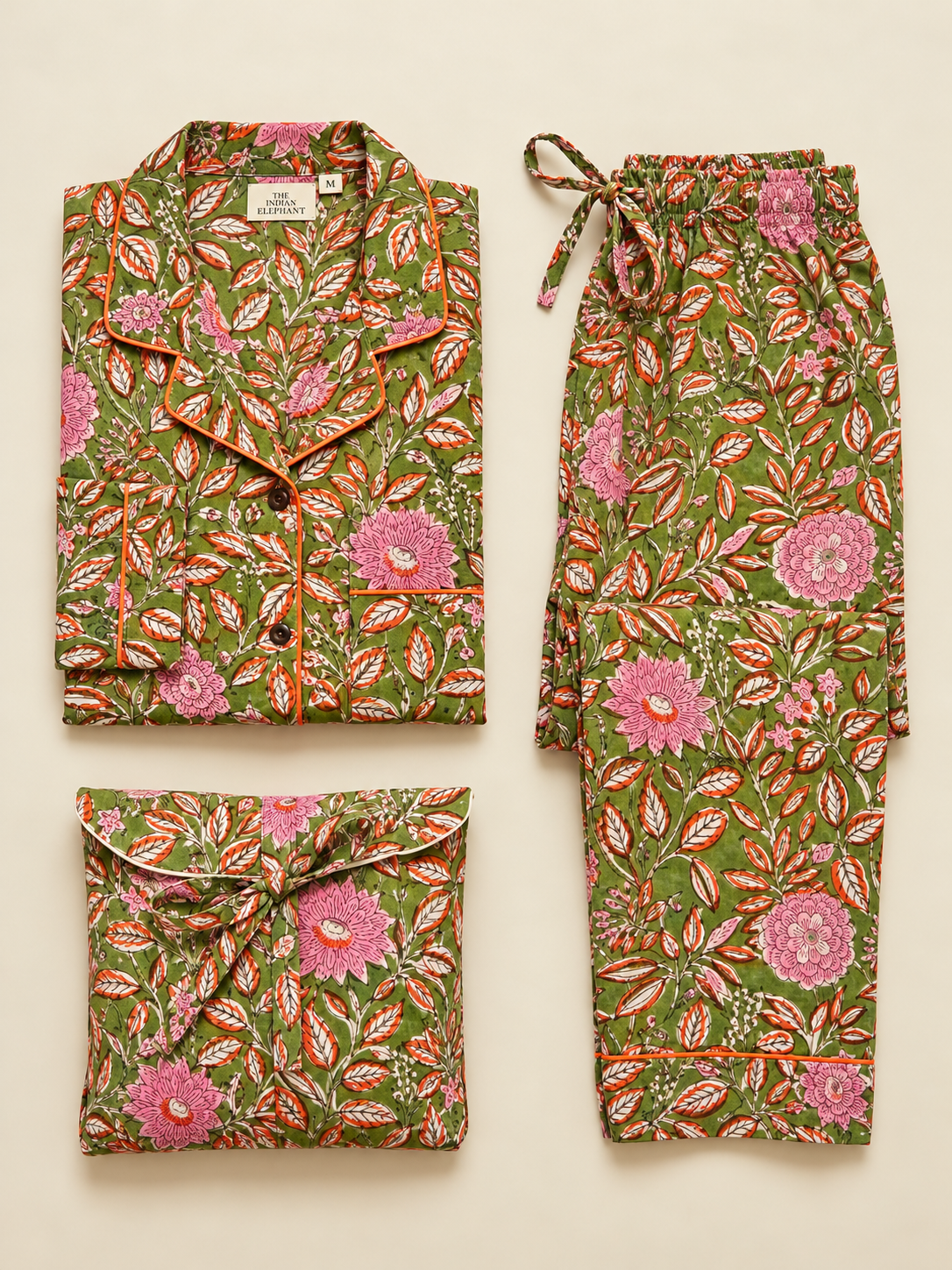 BOTANICAL GREEN COTTON PJ SET