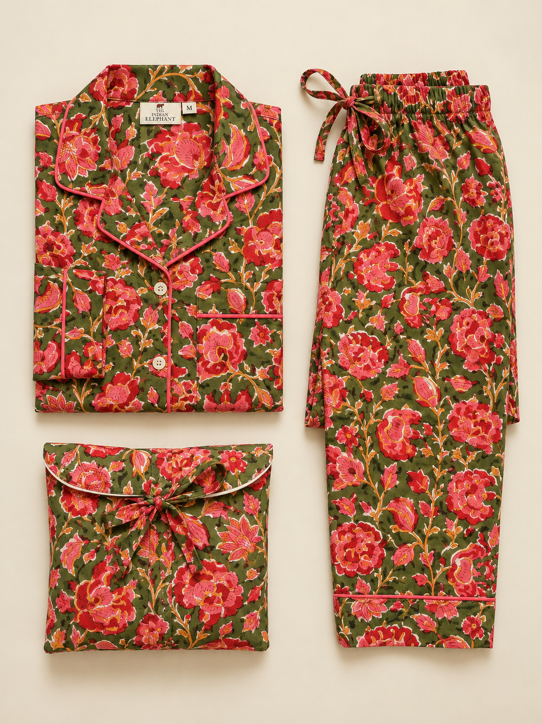 BOTANICAL GREEN COTTON PJ SET