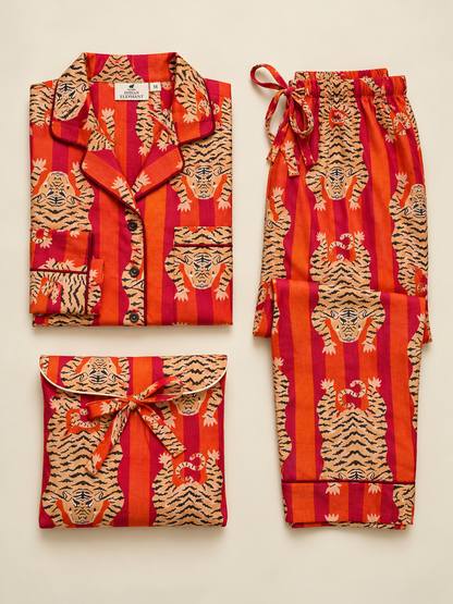 PINK TIGER COTTON PJ SET