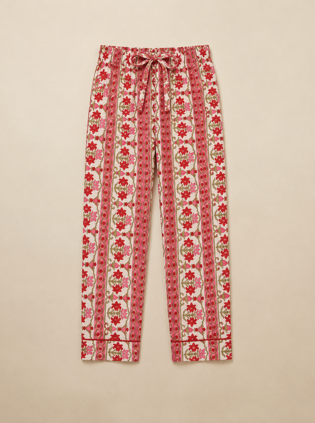 RED FLORAL COTTON PJ SET