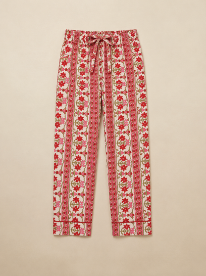 RED FLORAL COTTON PJ SET