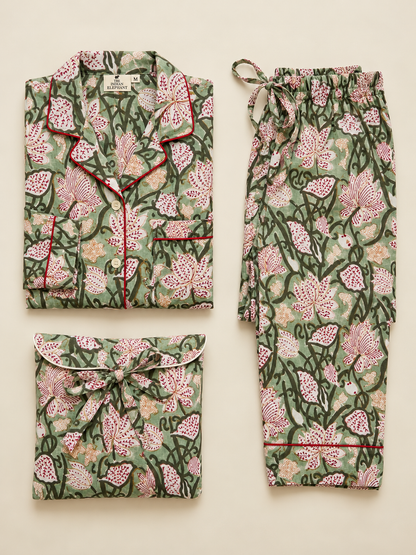 SAGE FLORAL COTTON PJ SET