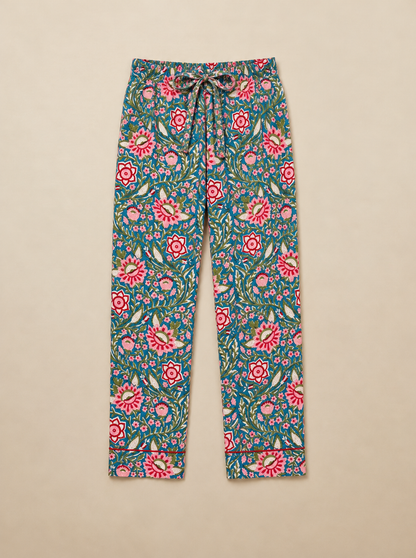 TEAL FLORAL COTTON PJ SET